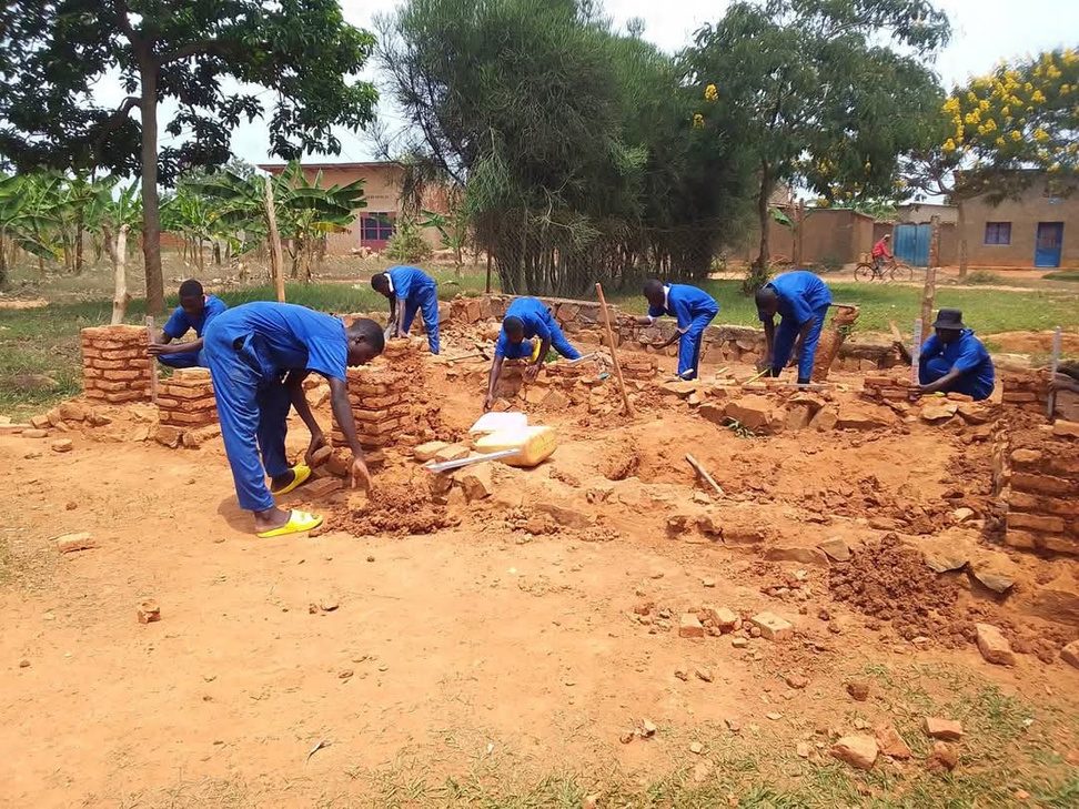 Construction students building at Mwana Nshuti VTC Bugesera